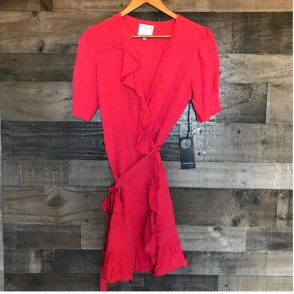 NWT Privacy Please June Ruffle Wrap Dress Sz M - Picture 2 of 6